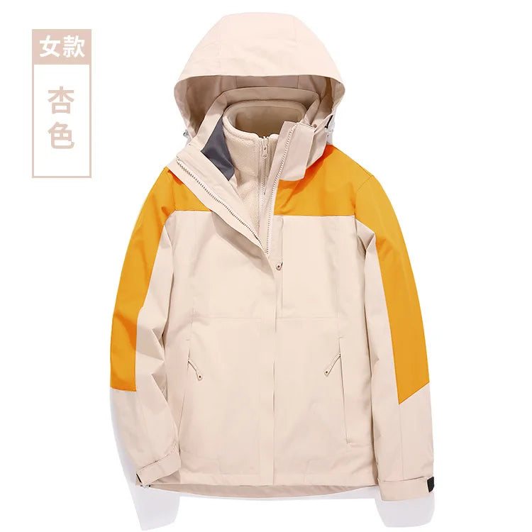 Men's and Women's Three-in-One Waterproof Windbreaker with Zipper Closure for Autumn/Winter Outdoor Sports Wholesale