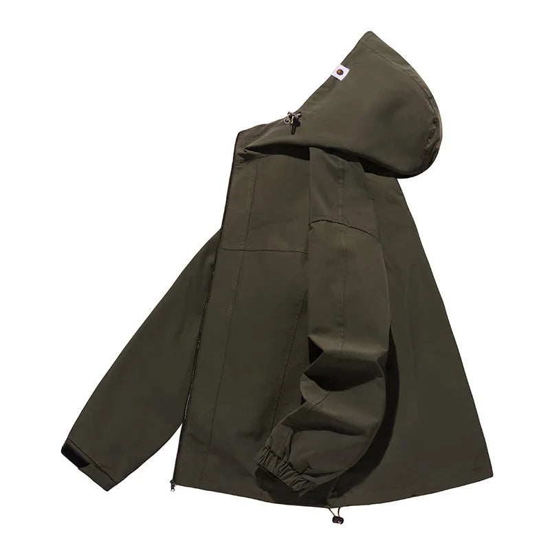Waterproof Outdoor Multi-Pocket Hooded Windbreaker for Mountaineering & Camping for Hiking & Raincoat Use