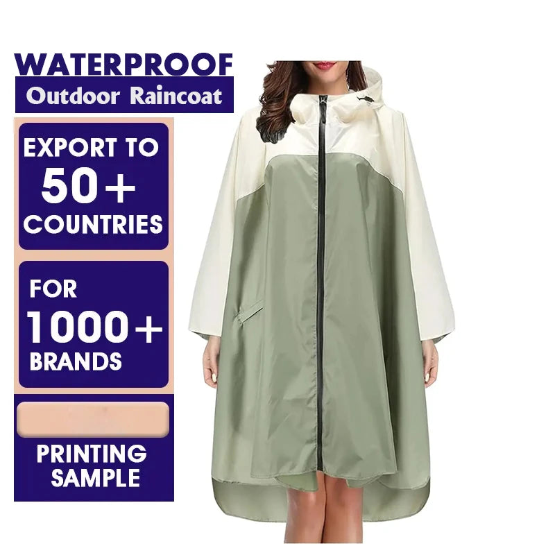 Custom Rain Poncho Jacket Coat Hooded for Adults With Pockets Women Rain Coats with Hood,Heavy Duty Rain Poncho for Backpacking