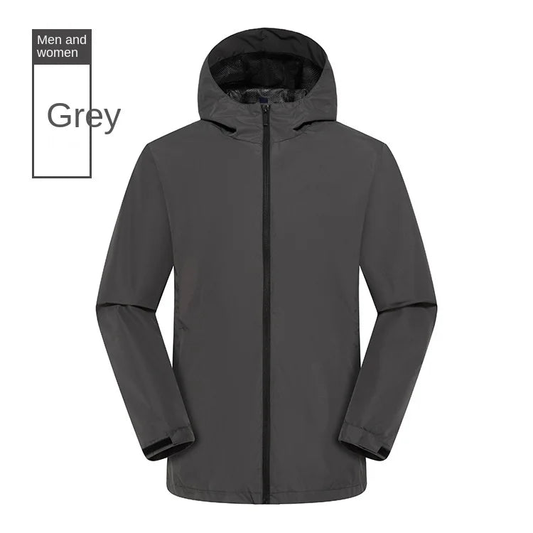 Single-Layer Waterproof Outdoor Jacket for Men Women Long Sleeve Coat for Spring Autumn Print Logo for Mountaineering Assault