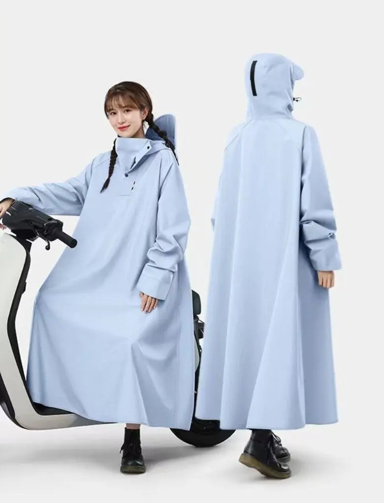 New Modern Durable Extended Loose Unisex Adult Bike Rain for Waterproof Polyester Pongee Wide Hood Brim Thickened