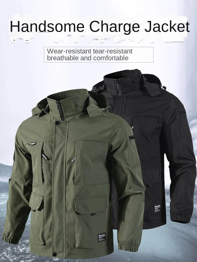 Autumn Jacket Men's Outdoor Casual Work Clothes Labor Protection Windproof Wear-resistant Dirt-resistant Jacket