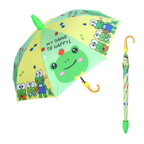 High Quality Kids Cartoon Rain Wind Umbrella Customized Cheap Polyester Straight Design Manual Curved Plastic Wholesale Cars Use