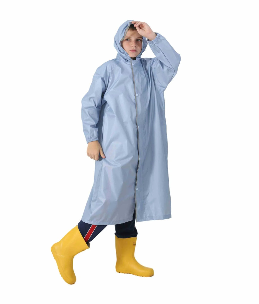 Outdoor Durable Lightweight Reusable Waterproof Rain Poncho Raincoat for Boys Girls with Reflective Design for Back School Tours