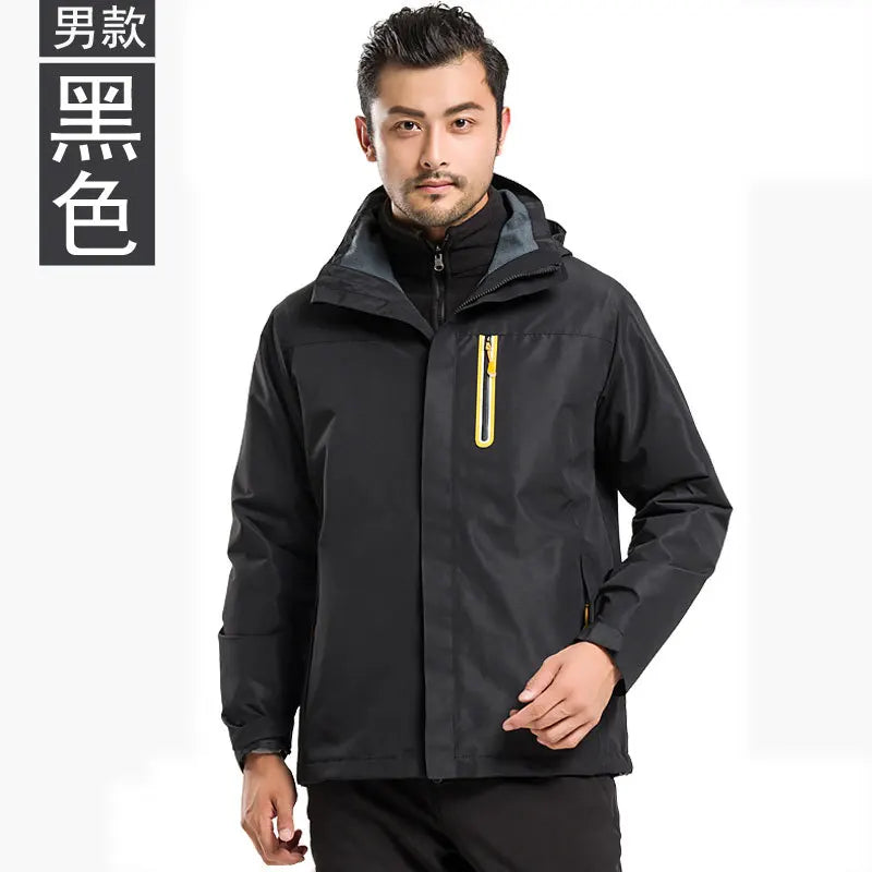 Men's Women's Outdoor Sportswear New Long Sleeve Hooded Jacket Windproof Waterproof Winter Season Woven Loose Fit Printed Design