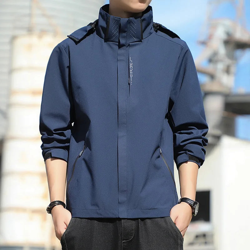 Men's All-Match Three-in-One Jacket for Spring Autumn Sports Waterproof Casual Baseball Suit  Full  Zipper Closure Front