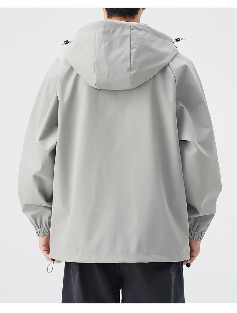 Men's Lightweight Stand Rain Jacket for Autumn Spring Windproof 3D Embroidery Logo Zipper Prints Outdoor Sports Cycling Running