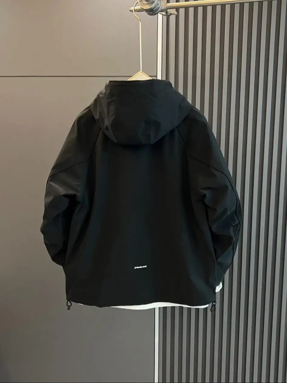 Vintage American Hip Hop Bomber Jacket Men's Spring Autumn Front Logo Planky Handsome  Windproof Outdoor Jacket