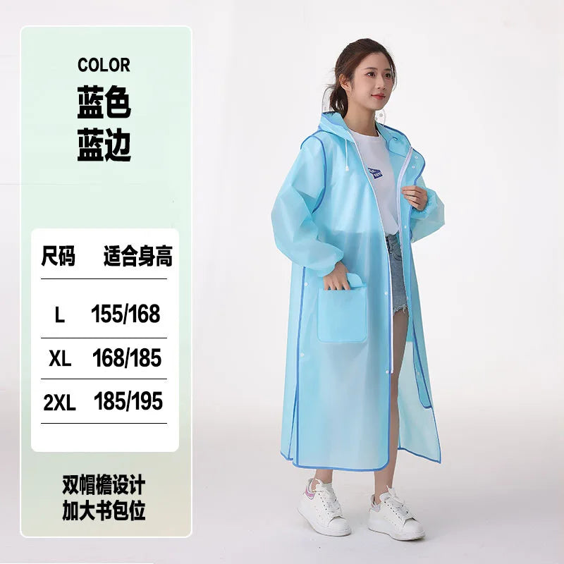 Adult Outdoor Hiking Conjoined Raincoat Double Hat Brim Large Size Logo Waterproof Upgrade for Rainstorm for Poncho Wholesale