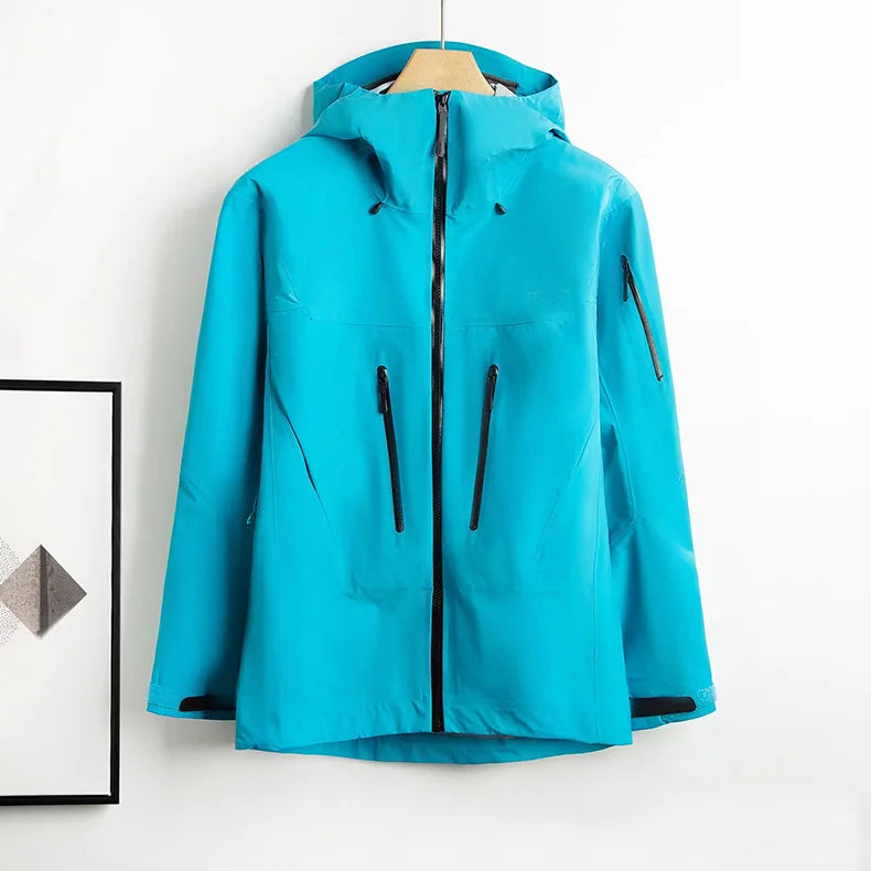 Unisex Waterproof Breathing Bomber Hard Shell Rain Jacket Winter Autumn Spring Windbreaker Zipper Closure Hiking Riding Raincoat