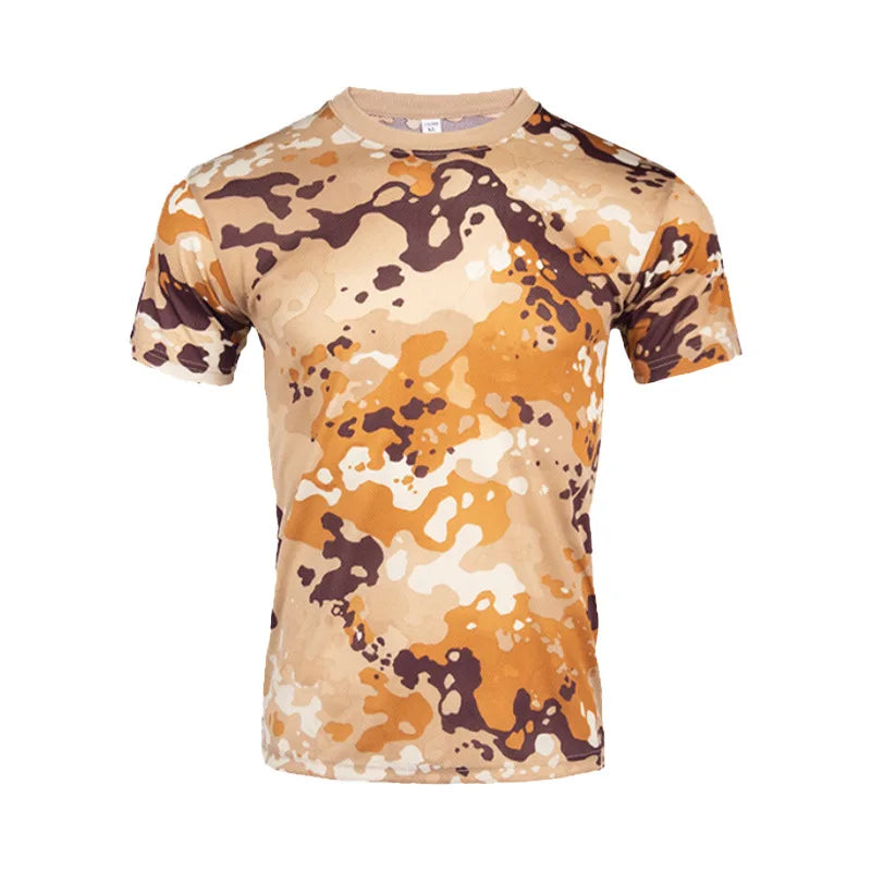 Horse-horse Camouflage Tactical T-shirt Unisex Short-sleeved Summer Quick-drying Breathable 100% Polyester Outdoor Physical