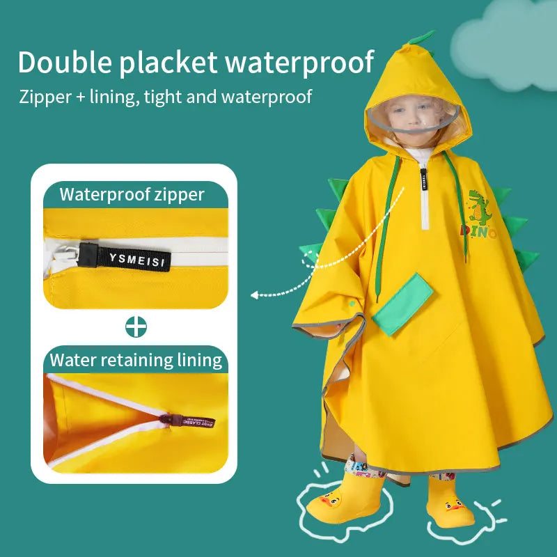 Factory Supply Kids Waterproof Rain Cape Customizable Logo Portable and Reusable Fashion Polyester Hooded Raincoats for Girls