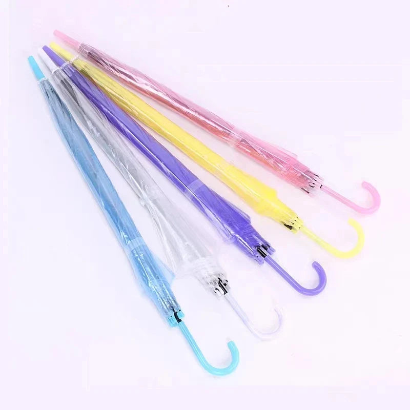 Custom Long Straight Transparent PVC Automatic Control Wedding and Advertising Umbrella Cheap Iron Frame Sun Decor for Travel