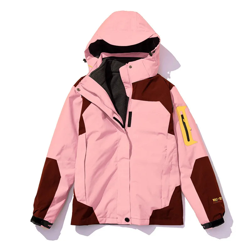 Men's Women's Casual Winter Windproof Jacket Stand Collar Three-in-One Design Zipper Closure Front Logo Position Finished