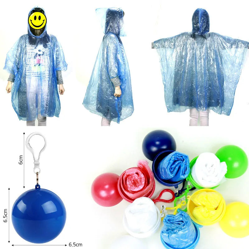 Wholesale Portable Disposable Rain Coat PP Ball Colorful Long Waterproof PE Emergency Plastic Poncho for Tours Business & Gifts