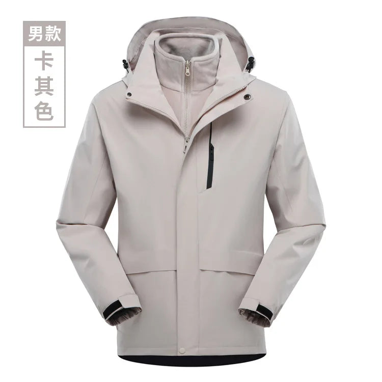 Three-in-One Detachable Waterproof Windproof Climbing Warm Clothes for Men and Women New Outdoor Travel Camping Gear for Winter