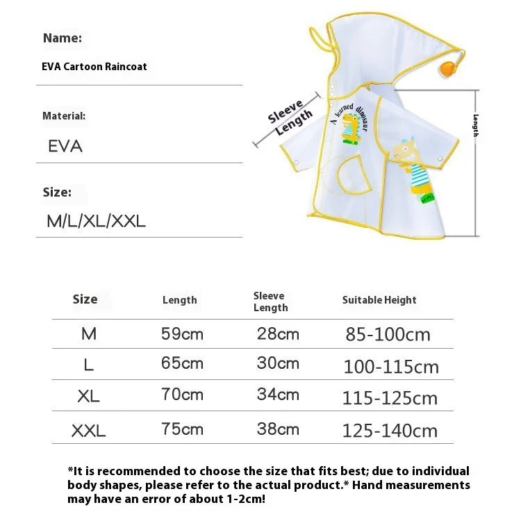 Custom Full Body Waterproof Raincoat for Boys Girls Cute Dinosaur Design for Primary School Students Kindergarten Babies
