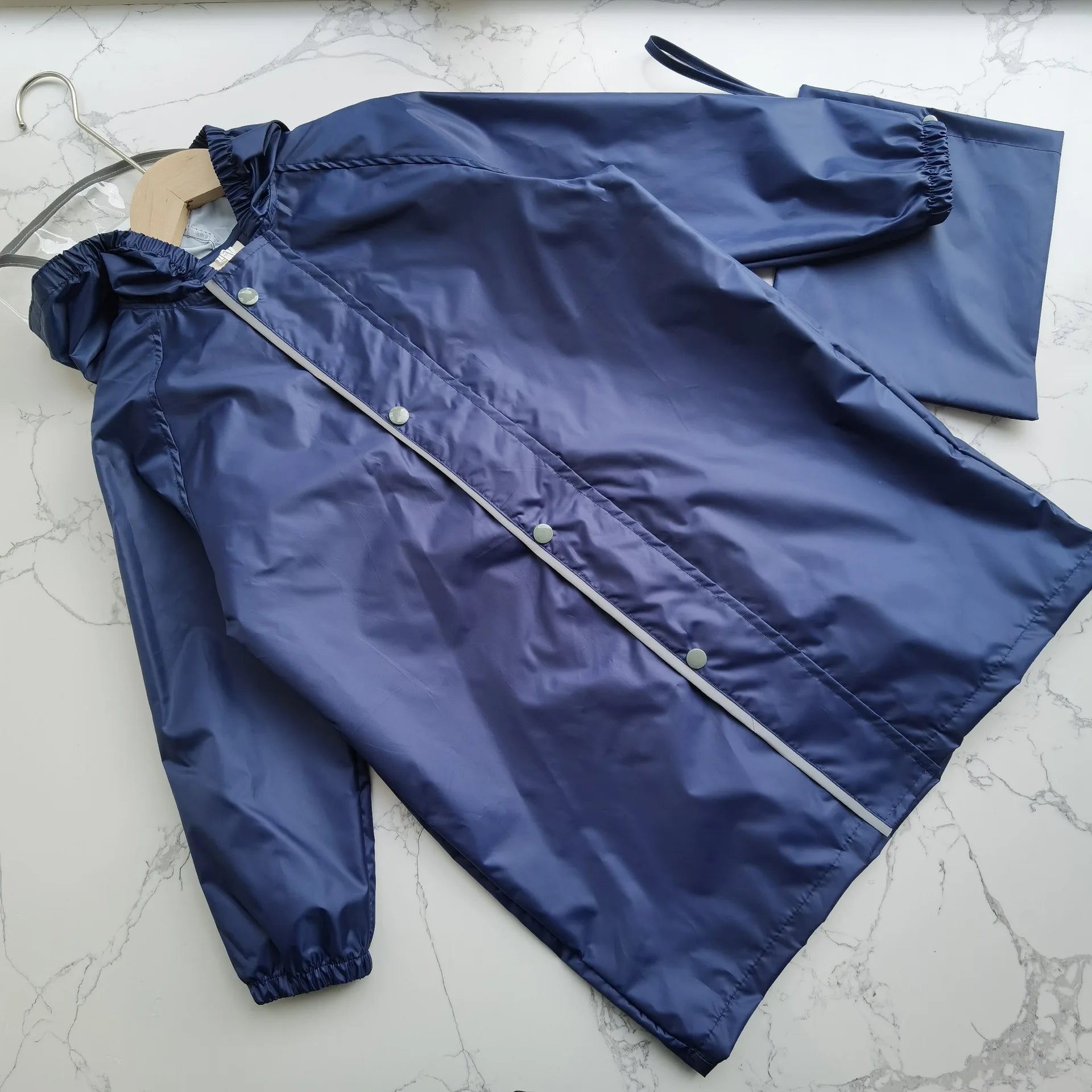 Waterproof Raincoat Lightweight Reusable Soft Breathable Children Poncho with Reflective Safety Stripes for Kindergarten Primary
