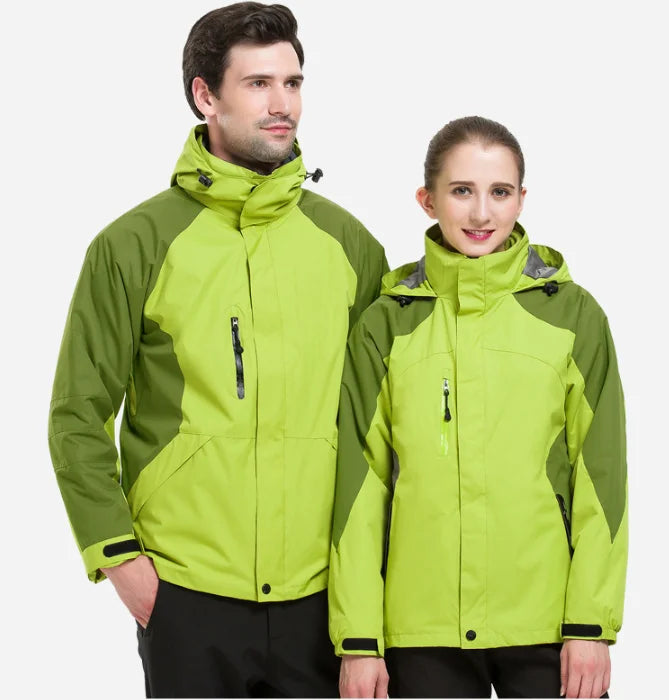 Women and Men Three-in-One Winter Ski Suit Waterproof Breathable Outdoor Work Clothes Two-Piece Set With Warm Jackets Raincoat