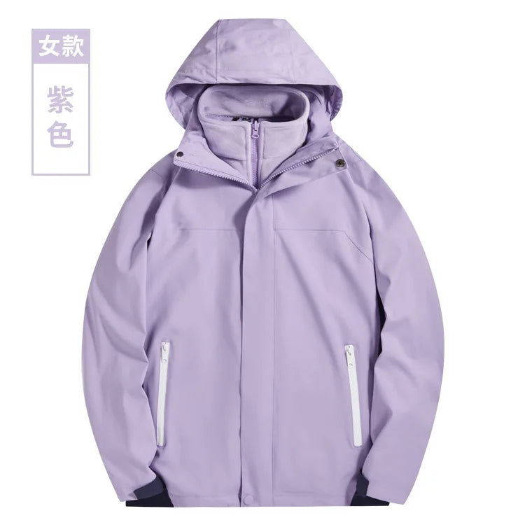 Men's Women's Three-in-One Assault Winter Work Clothes Outdoor Windproof Waterproof Hiking Jackets Printed Embroidered Logo