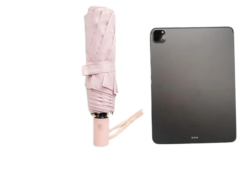 23-Inch Large Size Full Automatic 3-Folding Umbrella 10 Rainproof UV Proof Pongee Fabric Metal Plastic Logo Adults Traveling