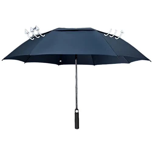 34-Inch Double Canopy Golf Umbrella Large Size 210T Vented Wind Gusset Sun & Windproof Business Style Fabric Pongee for Adults