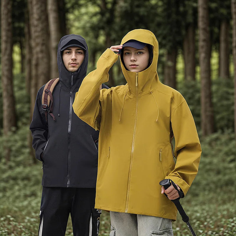 High Quality Waterproof Hooded Zipper Closure Windbreaker Jacket XL/3XL Stand Windproof Breathable for Winter Outdoor Raincoat