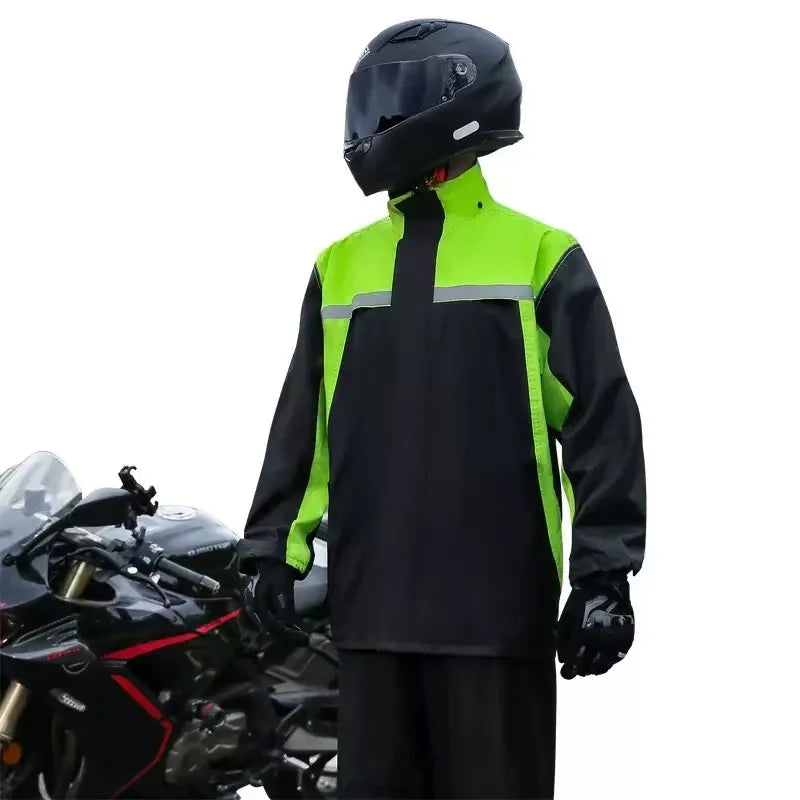 Outdoor Waterproof Motorcycle Clothing Reusable Raincoat and Windproof Suit Set Breathable for Climbing and Camping