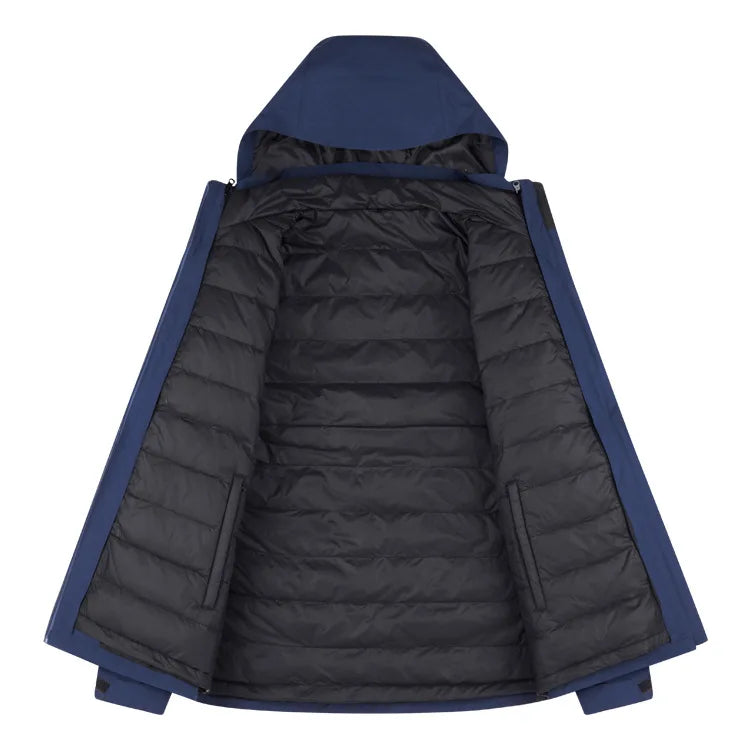 Outdoor Casual Unisex Winter Two-Piece Liner Detachable Three-in-One Long-Sleeved Coated Waterproof Motorcycle Jacket Stand