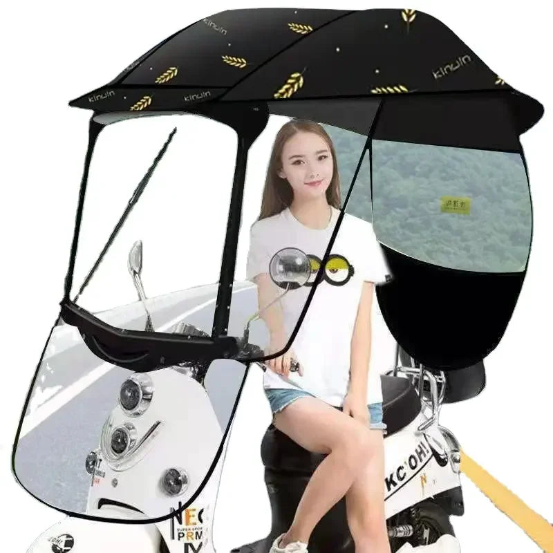 Motorcycle/Electric Vehicle Umbrella Sun Shade Rain Cover Dust Proof Electric Vehicle Scooter Umbrella