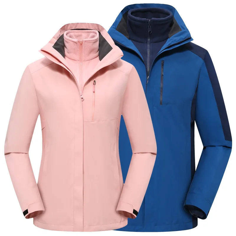 Men's Women's Outdoor Assault Three-in-One Detachable Warm Waterproof Breathable Work Clothes Zipper Customizable Printed Winter