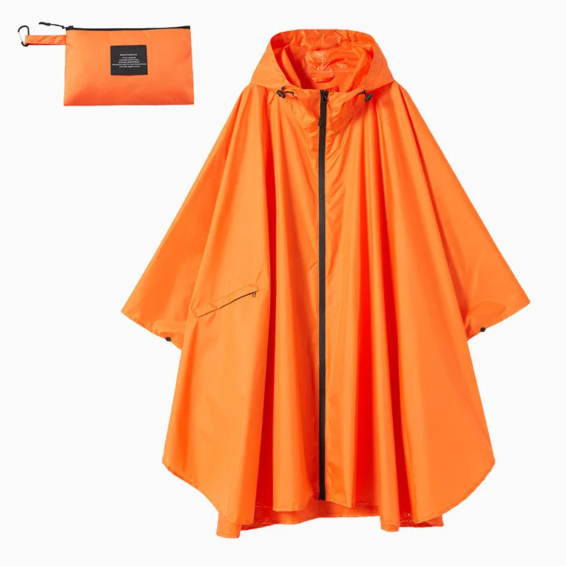3 in One  Rain Poncho  PU Coated Rain Cape Waterproof Raincoat With Hood Lightweight portable trekking Poncho