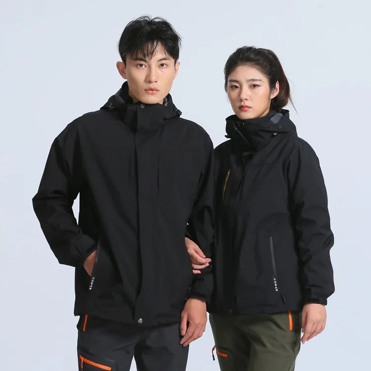 Autumn Winter Three-in-One Waterproof Overalls Men's and Women's Couples Thick Coat Zipper Closure Windbreaker Wholesale