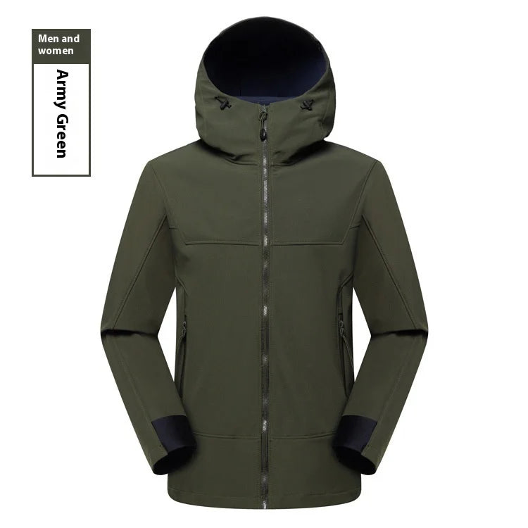 Autumn Winter Men's Waterproof Breathable Soft Shell Jacket Fleece-Lined Tough Guys for Mountaineering Cozy Coat for Outdoor