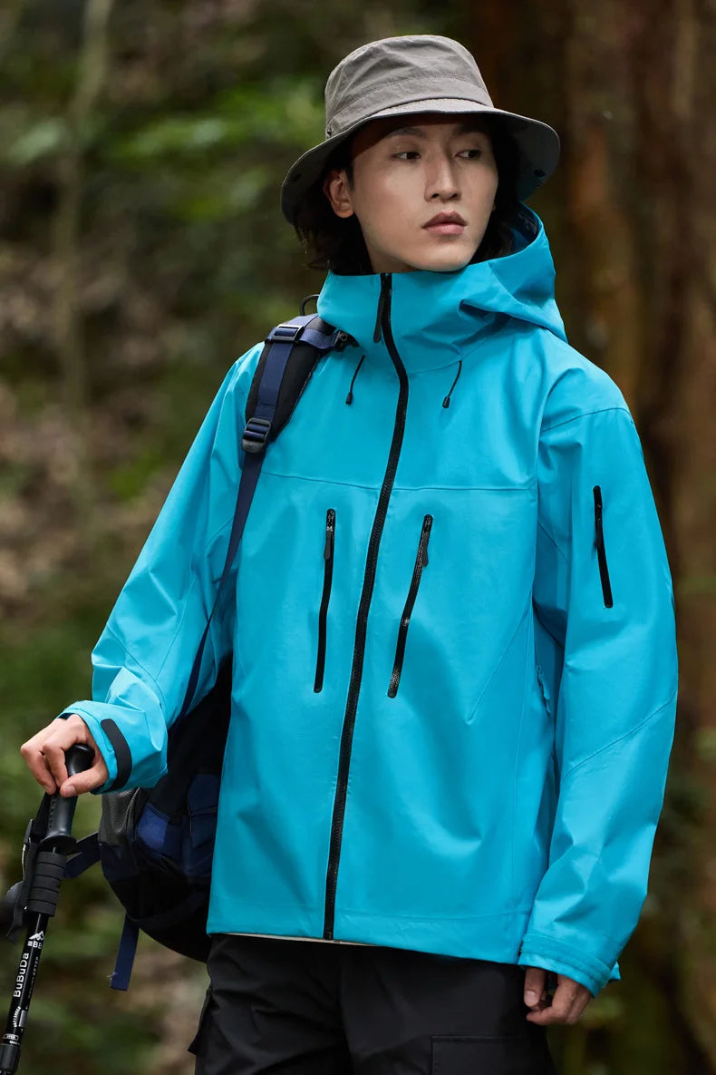 Men's Waterproof Rain Jacket Windbreaker Jacket with Arm Zipper for Outdoor Walking Camping Fishing Riding Winter Autumn Spring