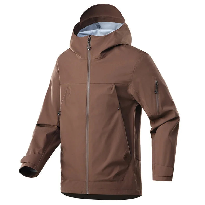 Men's Lightweight Stand Rain Jacket for Autumn Spring Windproof 3D Embroidery Logo Zipper Prints Breathable for Outdoor Sports