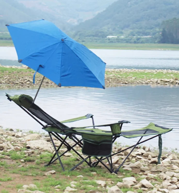 Outdoor Sunshade Chair With Foot Support, Beach Fishing Chair, Lunch Break Folding Lounge Chair, Portable