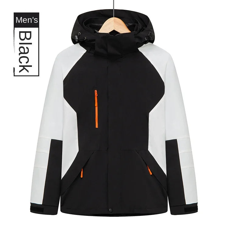 Men's and Women's Outdoor Polar Fleece Liner Waterproof Winter Warm Overalls Two-Piece Three-In-One Zipper with Printed Design