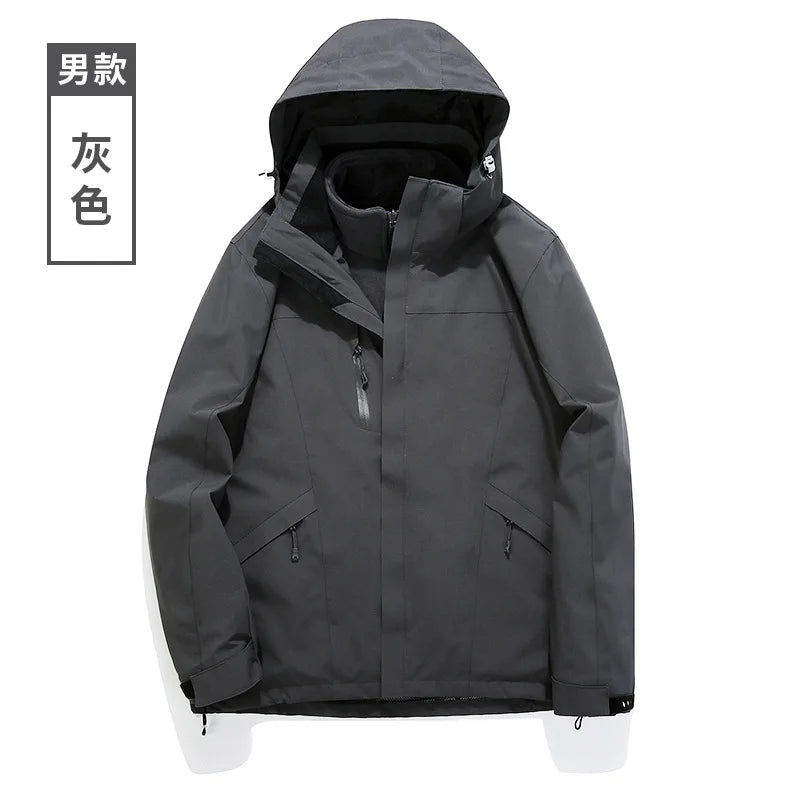 Explosions Hooded Color Matching Assault Clothing Men Women Couples Winter Long Sleeve Woven Solid Zipper Waterproof Soft Bomber