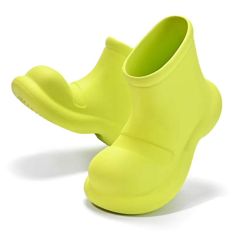 Women's New Style Fashion Rain Boots Waterproof Short Garden Ankle Shoes for Summer and Winter Anti-Slip Soft Material