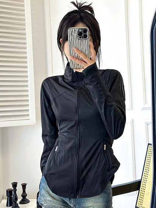 Women's Slim-Fit Summer Coat with Korean Style New Fashionable Foreign-Style Outdoor Sunshade Jacket Hood Drying Clothes Trendy