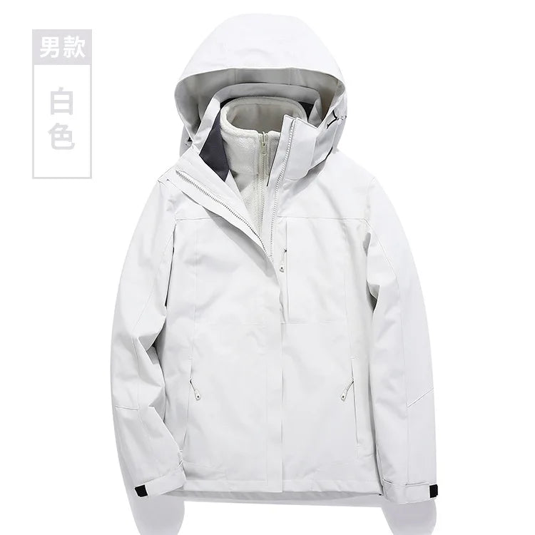Men's and Women's Three-in-One Waterproof Windbreaker with Zipper Closure for Autumn/Winter Outdoor Sports Wholesale
