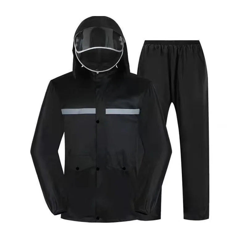 Custom Oxford Cloth Waterproof Windproof Men's Raincoat Rain Pants Set Thickened Wear-resistant Full-body Anti-rainstorm Split