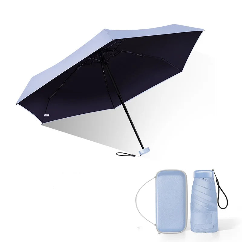 Factory Whole Sale New Design UV Protection Flat case Pocket Portable Super Mini With Custom Case 6 Folding Waterproof Umbrella