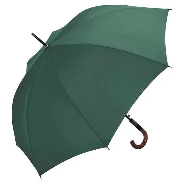 Luxury Automatic Wooden J Handle Business Umbrella With Custom Logo UV Printing Folding Feature for Rain Gifts