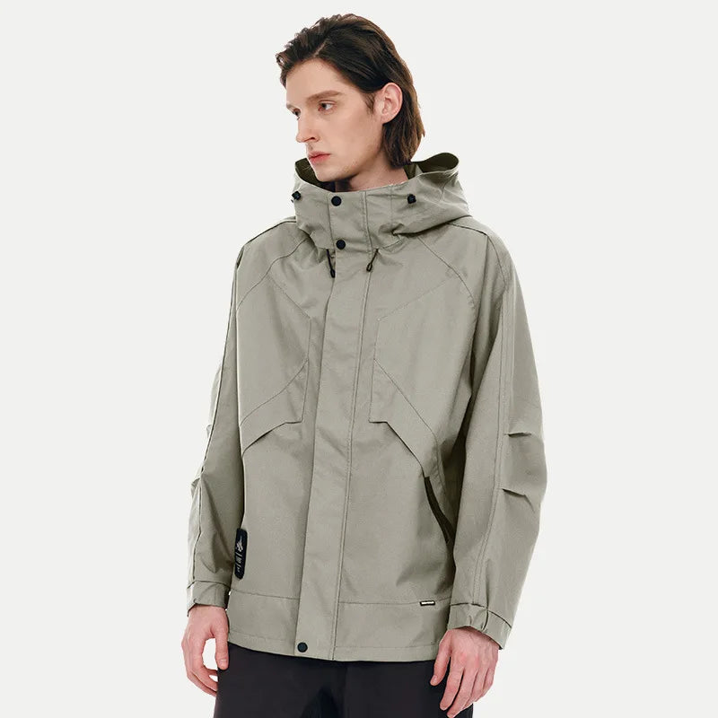 Men's and Women's Casual Autumn and Winter Hooded Two-Piece Windproof Waterproof Trench Coat for Hiking Camping Mountain Sports
