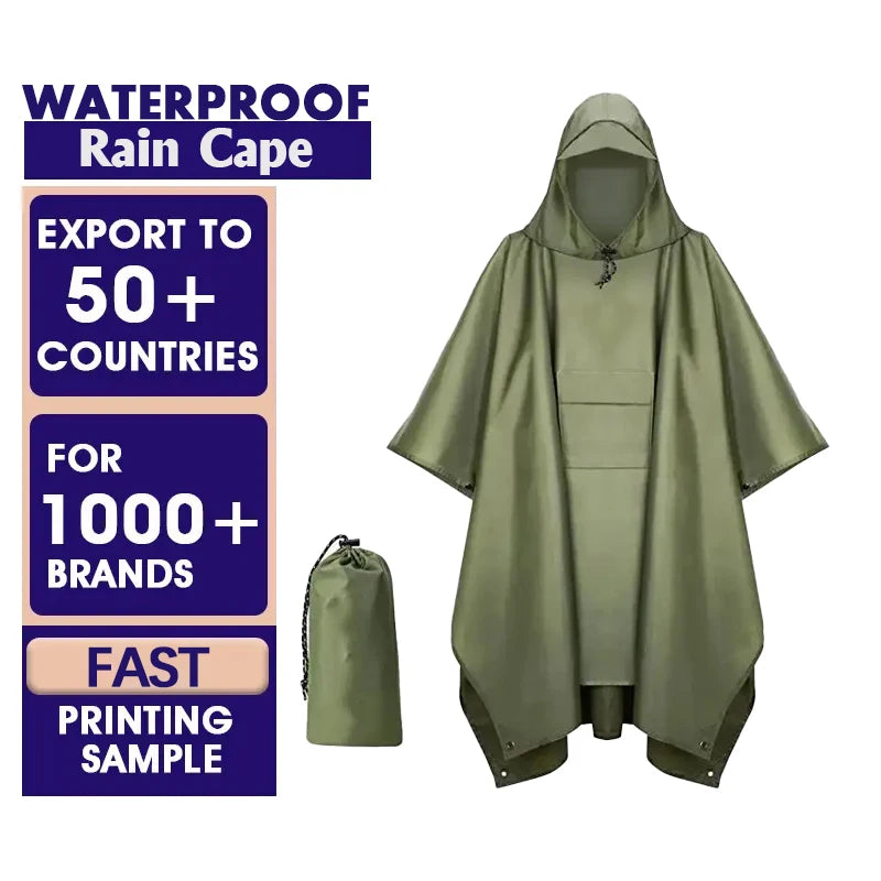 Waterproof Rain Poncho Women Men Lightweight Breathable Rain Cape 3 in 1 Multifunctional Raincoat Rain Cover