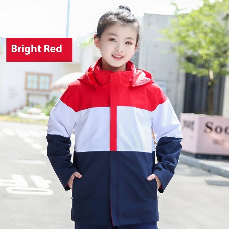 Children's Outdoor Assault Coat Stand Two-Piece Three-In-One Garden Uniform Fleece-Lined Thick Suit Zipper Customizable Logo