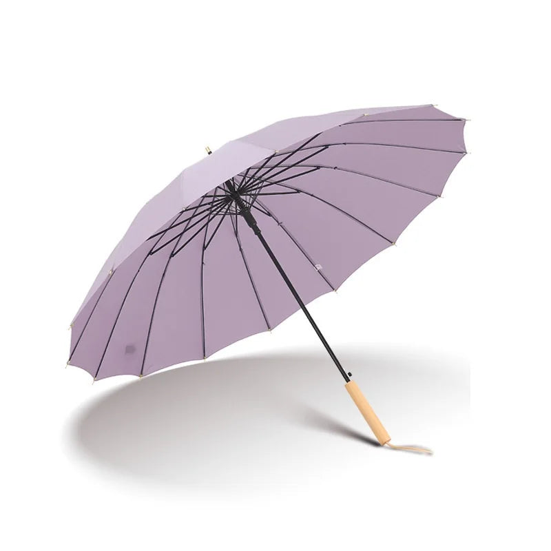 23-Inch 16K Japan Design Straight Umbrella With Wooden Handle Customizable Logo Print Promotional Fabric Rain Gear