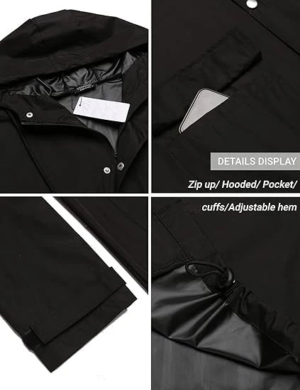 Men's Durable Fashion  Rain Poncho  Rain Jacket Large Size with Customized Logo Waterproof  Long Raincoat Rain Jacket with Hood